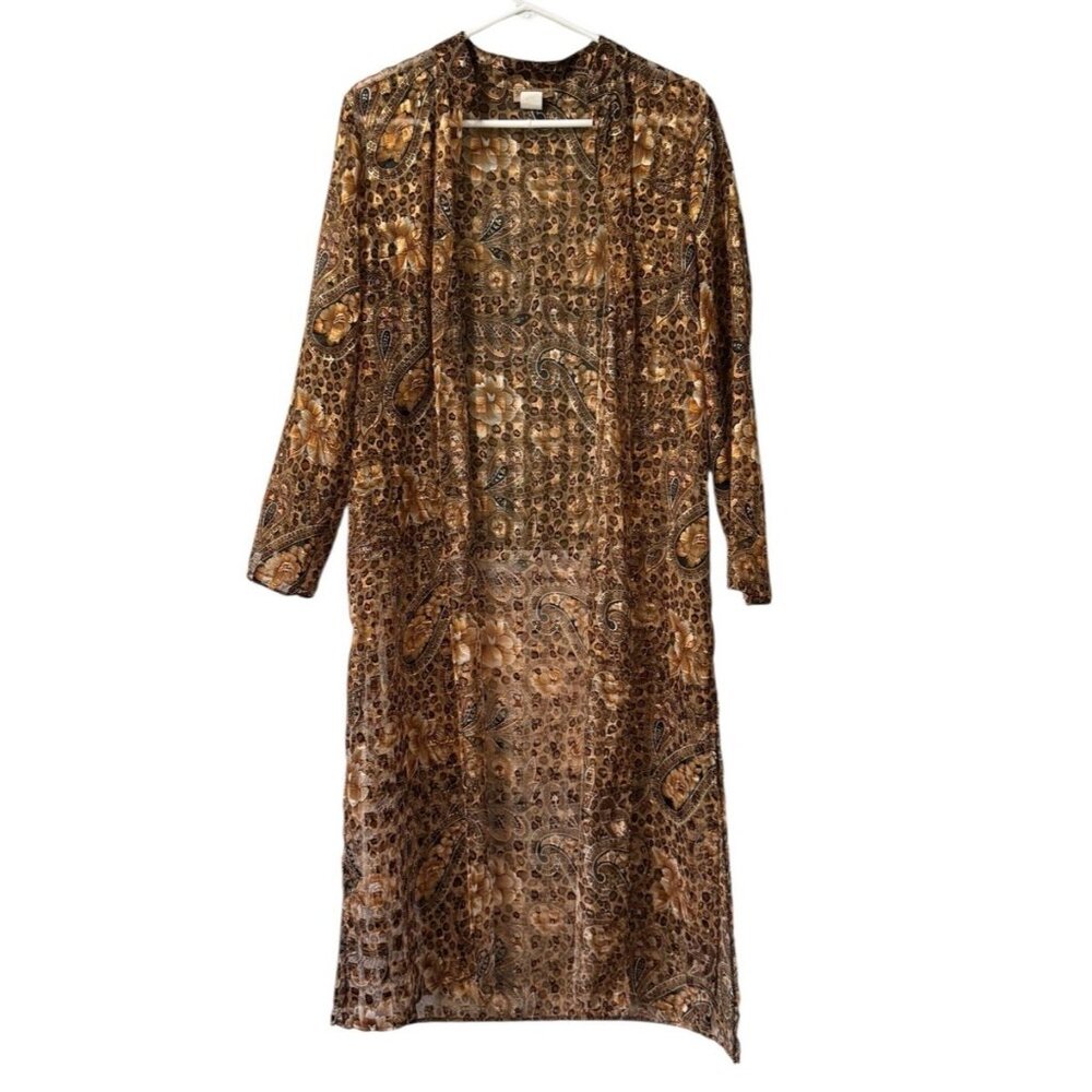 Midnight Velvet Women Size 8 Cardigan Open Front Sheer Duster Cover Up Vintage
